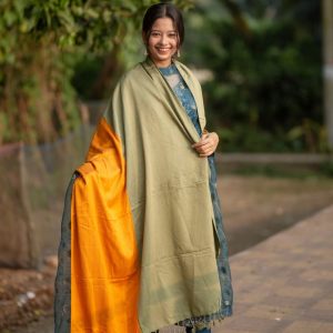 Ladies showle/Chador- Basonti and Leaf Colour - Image 1