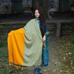 Ladies showle/Chador- Basonti and Leaf Colour - Image 3