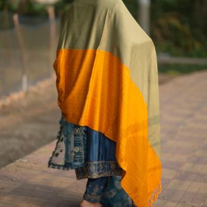 Ladies showle/Chador- Basonti and Leaf Colour - Image 2