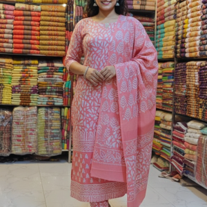 Batik Three piece -Pink colour - Image 1