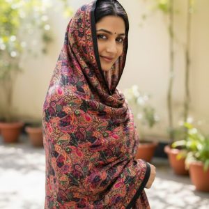 Ladies viscose digital print  shawl - Black printed - Image 1