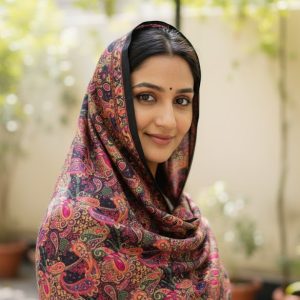 Ladies viscose digital print  shawl - Black printed - Image 3