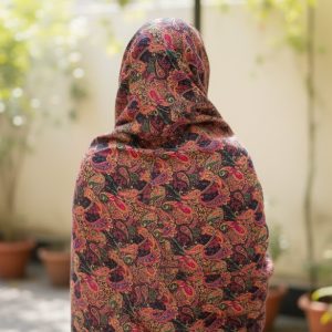 Ladies viscose digital print  shawl - Black printed - Image 2