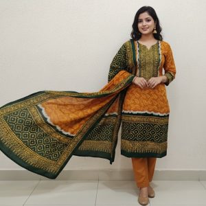 Zumzum cotton karizma Three piece - yellow and green mixed - Image 1